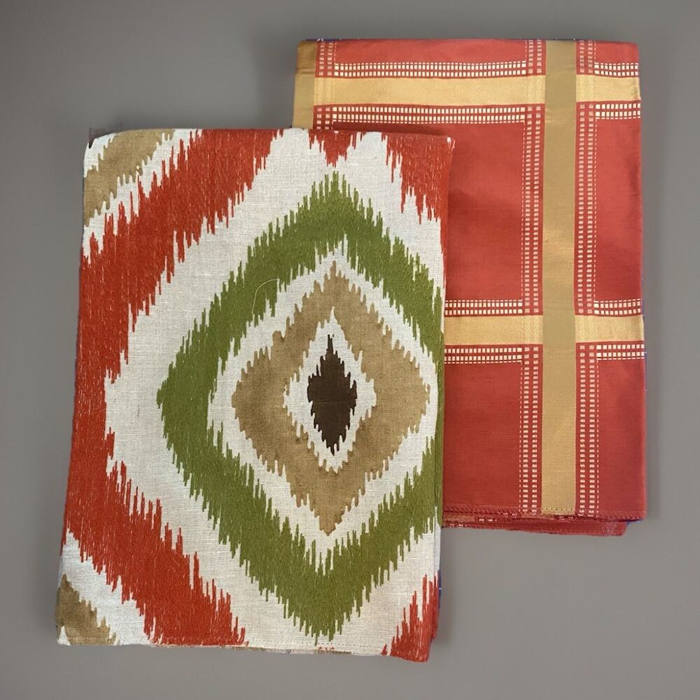 Highland Court Hallowell Chilipepper Woven Plaid plus Chaka Adobe Fabric Samples